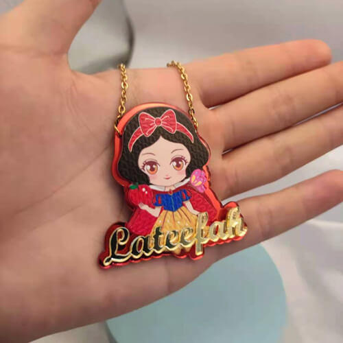  Custom laser cut acrylic image pendants jewelry wholesale manufacturers personalized acrylic name plate necklace with photo vendors and company websites